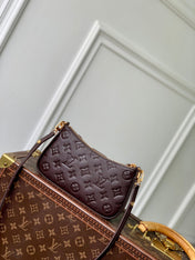EASY POUCH ON STRAP 19 IN DARK BROWN MONOGRAM EMBOSSED LOGO CALFSKIN