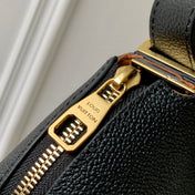 LOW KEY COOKIE MM 32 IN BLACK CALFSKIN BROWN MONOGRAM TAG