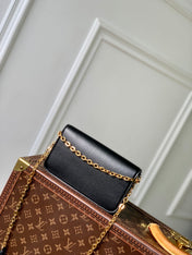 WALLET ON CHAIN BLOOM 20 IN BLACK CALFSKIN