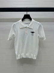 DIOR EMBROIDERED LOGO KNIT POLO SHIRT