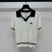 CELINE SHORT-SLEEVE KNIT TOP WHITE 274818