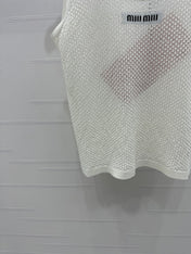MIU 25S ROUND NECK KNIT TANK TOP WITH HOLES 264266