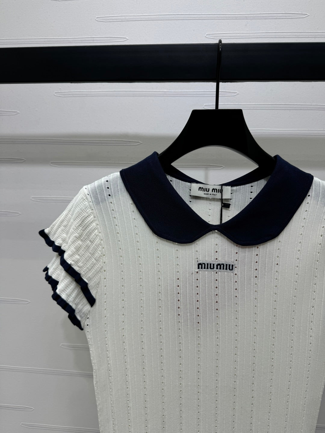 MIUMIU SHORT-SLEEVE PETER PAN COLLAR TOP 274825