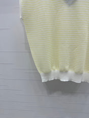 PRAD 25S STRIPED V-NECK KNITTED VEST 264128