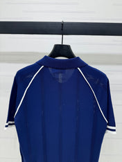 MIU 25S ROUND NECK STRIPED KNIT RAGLAN SHORT SLEEVES 264109