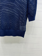 PRAD 25S HOLLOW KNIT SHORT SLEEVE TOP 264135