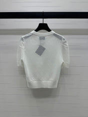 PRAD 25S HOLLOW KNIT SHORT SLEEVE TOP 264134
