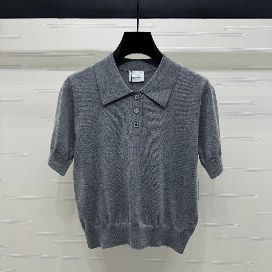 BURBERRY SHORT-SLEEVE KNITTED POLO SHIRT 274846