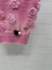 MIUMIU KNIT VEST WITH 3D FLORAL DETAILS 274890