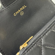 CHANEL 25S CLASSIC CARD HOLDER 11 IN BLACK LAMBSKIN GOLD HARDWARE