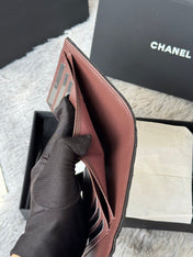 CHANEL 25S CF SMALL TRI FOLD WALLET 11 IN BLACK CAVIAR GOLD HARDWARE