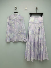 ZIMMERMANN 26S PATTERNED TOP AND SKIRT SET STYLE 20