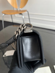 CHANEL 25S BOY BAG 20 IN BLACK LAMBSKIN