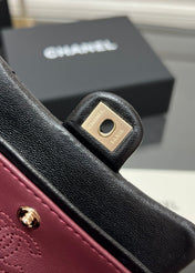CHANEL 25S FLAP CHARM BAG 13 IN BLACK LAMBSKIN