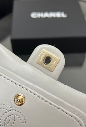 CHANEL 25S FLAP CHARM BAG 13 IN GREY LAMBSKIN