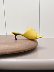 LOEWE 26S MULE HEELS 45MM IN YELLOW LAMBSKIN GOLD HARDWARE