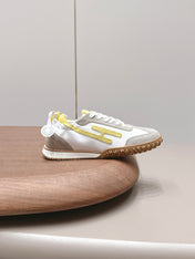HM 26S BOUNCING SNEAKERS IN WHITE CALFSKIN AND LIGHT GREY YELLOW SUEDE