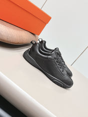 HM 26S TRAIL SNEAKERS IN BLACK PERFORATED CALFSKIN
