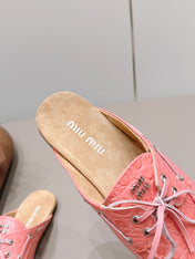 MIUMIU 26S LOAFER MULES IN PINK CALFSKIN