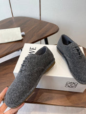 LOEWE 26S FOLIO DERBY SHOES IN DARK GRAY SUEDE