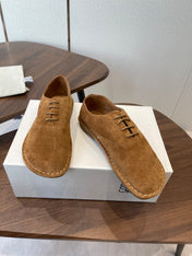 LOEWE 26S FOLIO DERBY SHOES IN DARK BROWN SUEDE