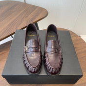 YSL 26S LOAFER IN DARK RED BROWN CALFSKIN