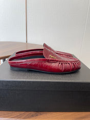 YSL 26S LOAFER MULES IN DARK RED CALFSKIN