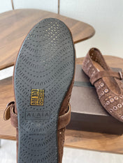 ALAIA 26S MARY JANE FLATS IN DARK BROWN SUEDE STYLE 1