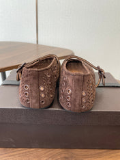 ALAIA 26S MARY JANE FLATS IN DARK BROWN SUEDE STYLE 1