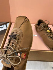 MIUMIU 26S SNEAKERS IN DARK BROWN PLUME SATIN