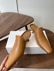 LOEWE 26S EMILY MULE 55MM IN TAN BROWN CALFSKIN