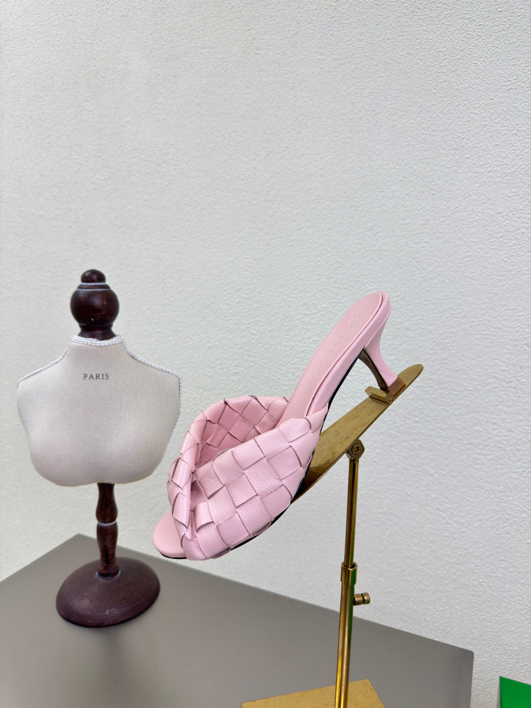 BLINK HIGH 5 CM MULE IN LIGHT PINK INTRECCIATO LEATHER