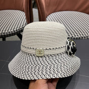 CHANEL 26S FLORAL-EMBELLISHED STRAW HAT 337941