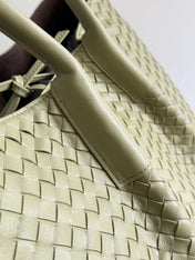 PINACOTECA REVERSIBLE TOTE BAG 43 IN MATCHA LAMBSKIN AND BROWN SUEDE