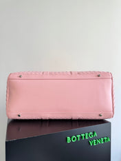BOTTEGA VENETA 25S INTRECCIATO CABIN DUFFLE 55 IN LIGHT PINK CALFSKIN