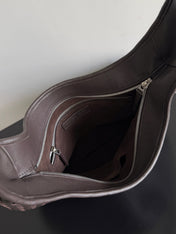 BOTTEGA VENETA 25S LARGE VENETO BAG 38 IN DARK BROWN CALFSKIN SILVER HARDWARE