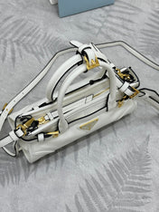 PRADA 25S BONNIE MINI HANDBAG 23 IN WHITE CALFSKIN GOLD HARDWARE