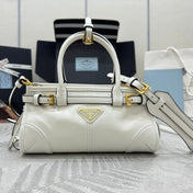 PRADA 25S BONNIE MINI HANDBAG 23 IN WHITE CALFSKIN GOLD HARDWARE