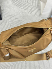 PRADA 25S EXPLORE LARGE RE-NYLON SHOULDER BAG 32 IN BRANDY WITH FLAP