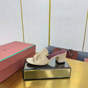 LP BLOCK HEEL SANDALS 25S IN BEIGE SUEDE