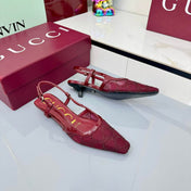 GG HIGH SLINGBACK 25S IN RED SEQUINED MESH FABRIC