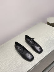 CHANEL 25S MARY JANE FLATS IN BLACK CALFSKIN SILVER HARDWARE