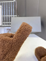 BALENCIAGA 25S SLIPPERS IN BROWN  FAUX SHEARLING