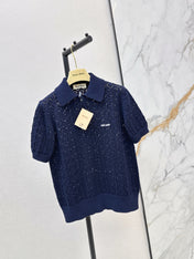 MIUMIU 26S SHORT-SLEEVED KNIT POLO SHIRT STYLE 1041