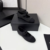 CC BALLET FLATS 25S IN BLACK FABRIC WITH BOW