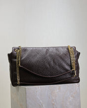 YSL 25S CALYPSO GM 38 IN DARK CHOCOLATE CALFSKIN GOLD HARDWARE