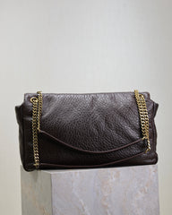 YSL 25S CALYPSO GM 38 IN DARK CHOCOLATE CALFSKIN GOLD HARDWARE