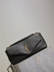 YSL 25S CALYPSO 30 IN DARK OLIVE GRAINED CALFSKIN GOLD HARDWRE