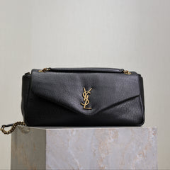 YSL 25S CALYPSO 30 IN BLACK GRAINED CALFSKIN GOLD HARDWARE
