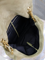 YSL 25S LARGE JAMIE 43 IN MUTED KHAKI SUEDE GOLD HARDWRE
